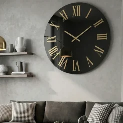 Orologi Da Parete Moderni-Selezionato da Mazzolaluce Grande orologio rotondo 100cm specchio fume numeri romani dorati