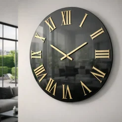 Orologi Da Parete Moderni-Selezionato da Mazzolaluce Grande orologio rotondo 100cm specchio fume numeri romani dorati