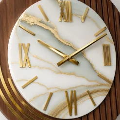 Orologi Da Parete Moderni-Selezionato da Mazzolaluce Grande orologio rotondo da muro effetto marmorizzato dettagli foglia oro 70cm