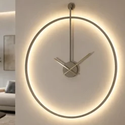 Orologi Da Parete Moderni-Selezionato da Mazzolaluce Grande orologio rotondo da parete retroilluminato tortora 80cm