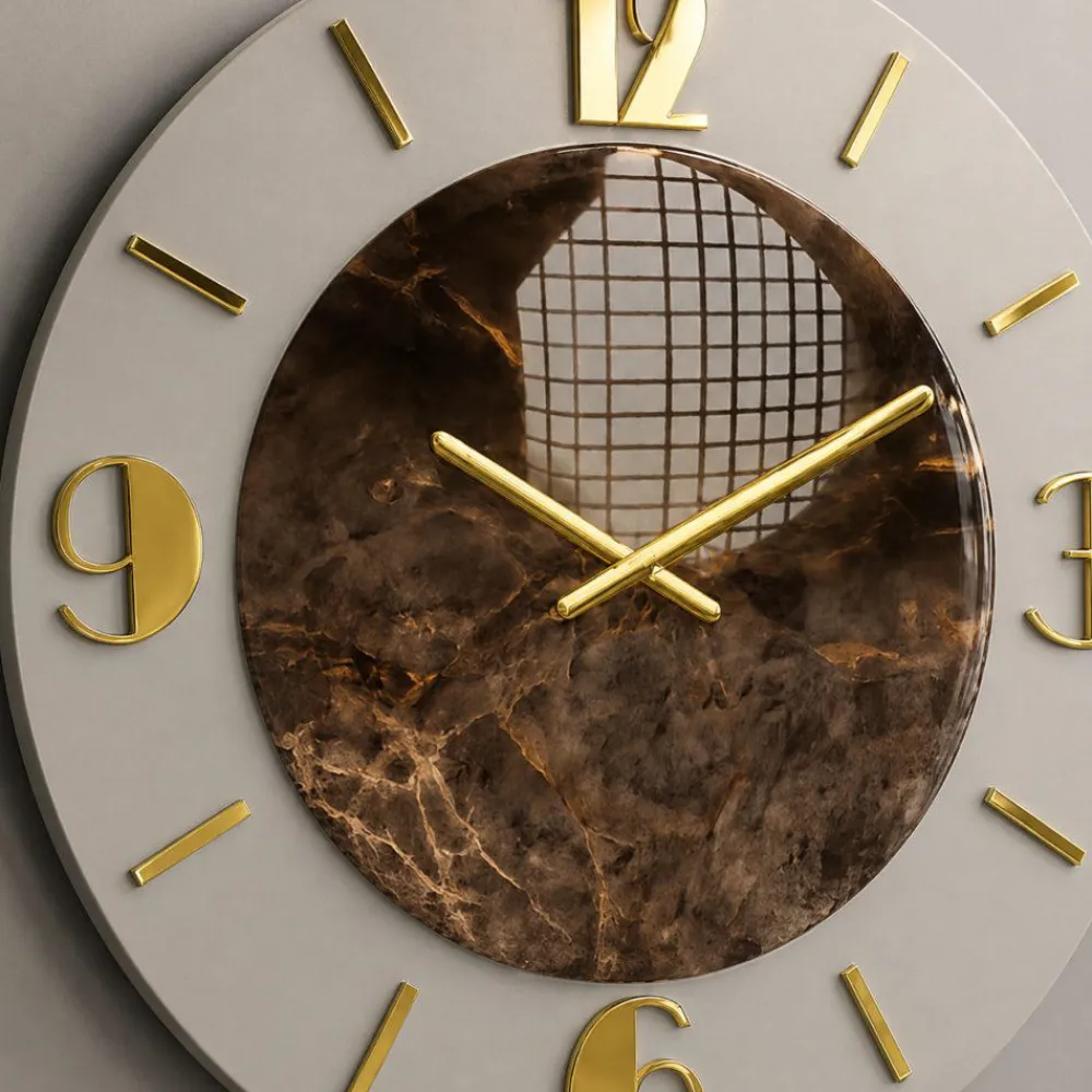 Orologi Da Parete Moderni-Selezionato da Mazzolaluce Grande orologio rotondo da parete effetto marmo dettagli oro