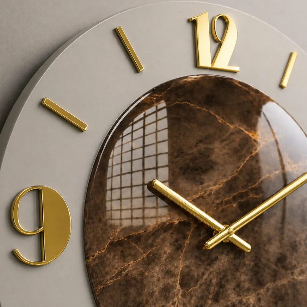 Orologi Da Parete Moderni-Selezionato da Mazzolaluce Grande orologio rotondo da parete effetto marmo dettagli oro