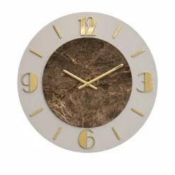 Orologi Da Parete Moderni-Selezionato da Mazzolaluce Grande orologio rotondo da parete effetto marmo dettagli oro