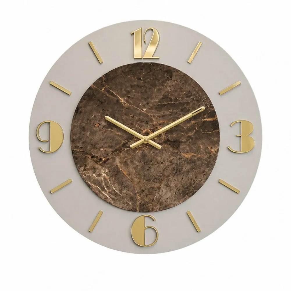 Orologi Da Parete Moderni-Selezionato da Mazzolaluce Grande orologio rotondo da parete effetto marmo dettagli oro