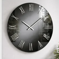 Orologi Da Parete Moderni-Selezionato da Mazzolaluce Grande orologio rotondo da parete moderno effetto specchio fume' 100cm