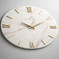 Orologi Da Parete Moderni-Selezionato da Mazzolaluce Grande orologio rotondo moderno effetto marmo chiaro per soggiorno