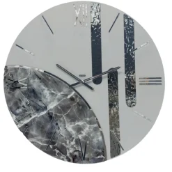 Orologi Da Parete Moderni-Selezionato da Mazzolaluce Grande orologio tondo da parete 80cm resina effetto marmo argento