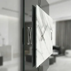 Orologi Da Parete Moderni-Selezionato da Mazzolaluce Grande orologio 97x80 specchio fume resina effetto marmo per salone
