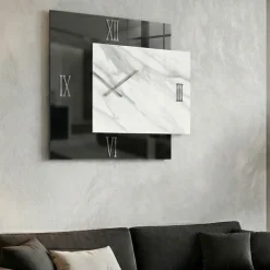 Orologi Da Parete Moderni-Selezionato da Mazzolaluce Grande orologio 97x80 specchio fume resina effetto marmo per salone