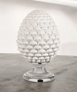 Soprammobili Moderni-Bongelli Preziosi Grande pigna bianca h35 ceramica base argentata