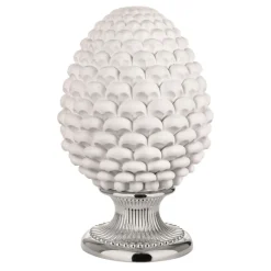 Soprammobili Moderni-Bongelli Preziosi Grande pigna bianca h35 ceramica base argentata