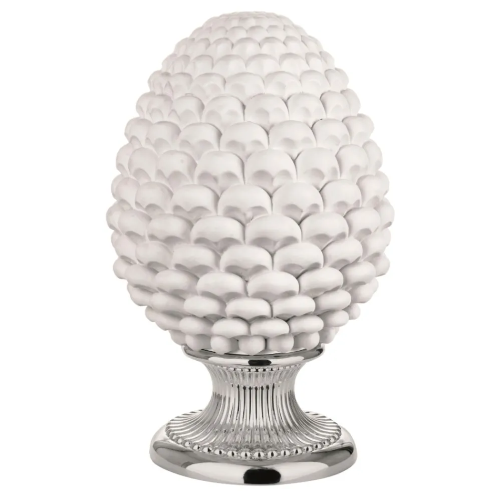 Soprammobili Moderni-Bongelli Preziosi Grande pigna bianca h35 ceramica base argentata
