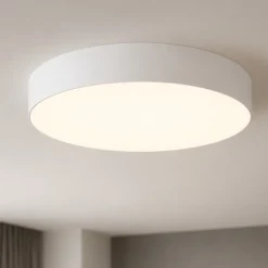 Plafoniere Moderne-Selezionato da Mazzolaluce Grande plafoniera cilindro di tessuto 78 cm da soffitto bianco per salotto moderno
