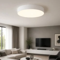 Plafoniere Moderne-Selezionato da Mazzolaluce Grande plafoniera cilindro di tessuto 78 cm da soffitto bianco per salotto moderno