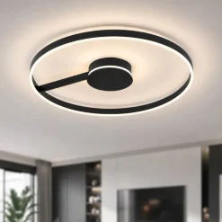 Plafoniere Moderne-Selezionato da Mazzolaluce Grande plafoniera 80 cm nera moderna per soggiorno led 57w cct 2700k 3000k 4000k dimmerabile