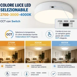 Plafoniere Moderne-Selezionato da Mazzolaluce Grande plafoniera 80 cm nera moderna per soggiorno led 57w cct 2700k 3000k 4000k dimmerabile