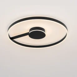 Plafoniere Moderne-Selezionato da Mazzolaluce Grande plafoniera 80 cm nera moderna per soggiorno led 57w cct 2700k 3000k 4000k dimmerabile