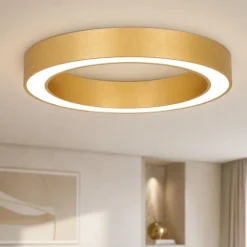 Plafoniere Moderne-Selezionato da Mazzolaluce Grande plafoniera 80 cm oro anello led 59w cct 2700k a 4000k dimmerabile telecomando app