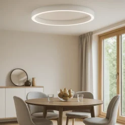 Plafoniere Moderne-Selezionato da Mazzolaluce Grande plafoniera da soffitto bianca moderna cerchio anello led 3000k 100 cm