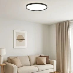 Plafoniere Moderne-Vivida International Grande plafoniera rotonda nera da soggiorno led 55w 3000k 4000k atena vivida
