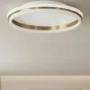 Plafoniere Moderne-Selezionato da Mazzolaluce Grande plafoniera tonda oro per salotto led 3000k 60cm
