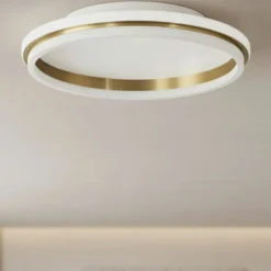 Plafoniere Moderne-Selezionato da Mazzolaluce Grande plafoniera tonda oro per salotto led 3000k 60cm