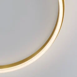 Plafoniere Moderne-Selezionato da Mazzolaluce Grande plafoniera tonda oro per salotto led 3000k 60cm