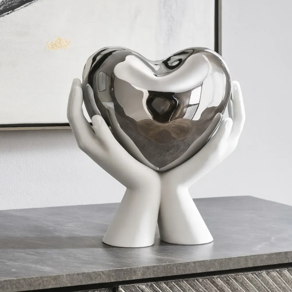 Soprammobili Moderni-Bongelli Preziosi Grande scultura mani cuore argento h31