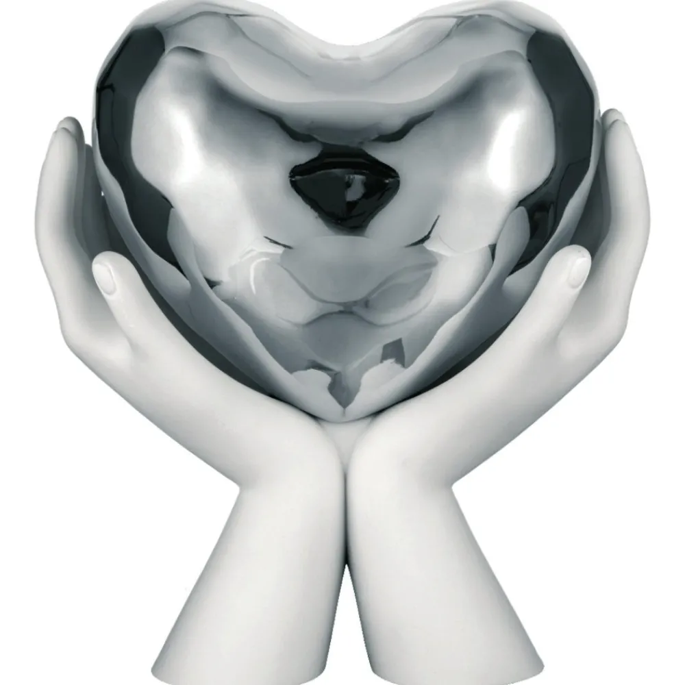 Soprammobili Moderni-Bongelli Preziosi Grande scultura mani cuore argento h31