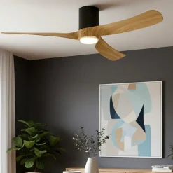 Ventilatori Da Soffitto-Selezionato da Mazzolaluce Grande ventilatore da soffitto ambienti 20mq nero e legno led cct con telecomando