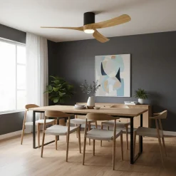 Ventilatori Da Soffitto-Selezionato da Mazzolaluce Grande ventilatore da soffitto ambienti 20mq nero e legno led cct con telecomando