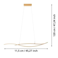 Lampadari Moderni-Eglo Grisolia lampadario effetto legno per soggiorno moderno led 20w 3000k