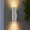 Applique Da Esterno-Ideal Lux Gun ap2 big applique da esterno cilindro biemissione grigio e27