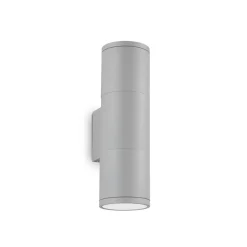 Applique Da Esterno-Ideal Lux Gun ap2 big applique da esterno cilindro biemissione grigio e27