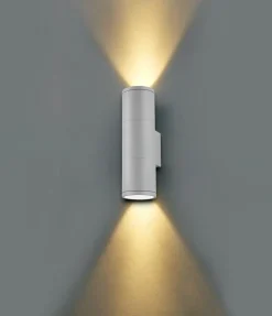 Applique Da Esterno-Ideal Lux Gun ap2 big applique da esterno cilindro biemissione grigio e27