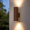 Applique Da Esterno-Ideal Lux Gun ap2 small applique per esterno cilindro marrone caffe luci up e down