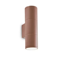 Applique Da Esterno-Ideal Lux Gun ap2 small applique per esterno cilindro marrone caffe luci up e down