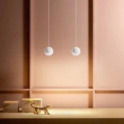 Lampade A Sospensione-Gea Luce Guya lampada a sospensione sfera bianca led 3000k