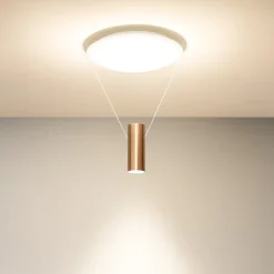 Plafoniere Moderne-Perenz Illuminazione Hang plafoniera bianco cilindro oro bronzato led 36w 3000k