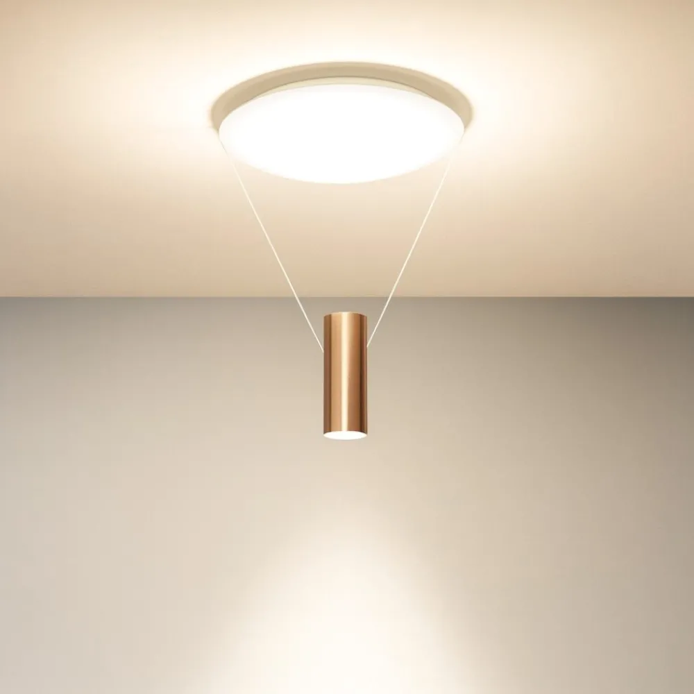 Plafoniere Moderne-Perenz Illuminazione Hang plafoniera bianco cilindro oro bronzato led 36w 3000k