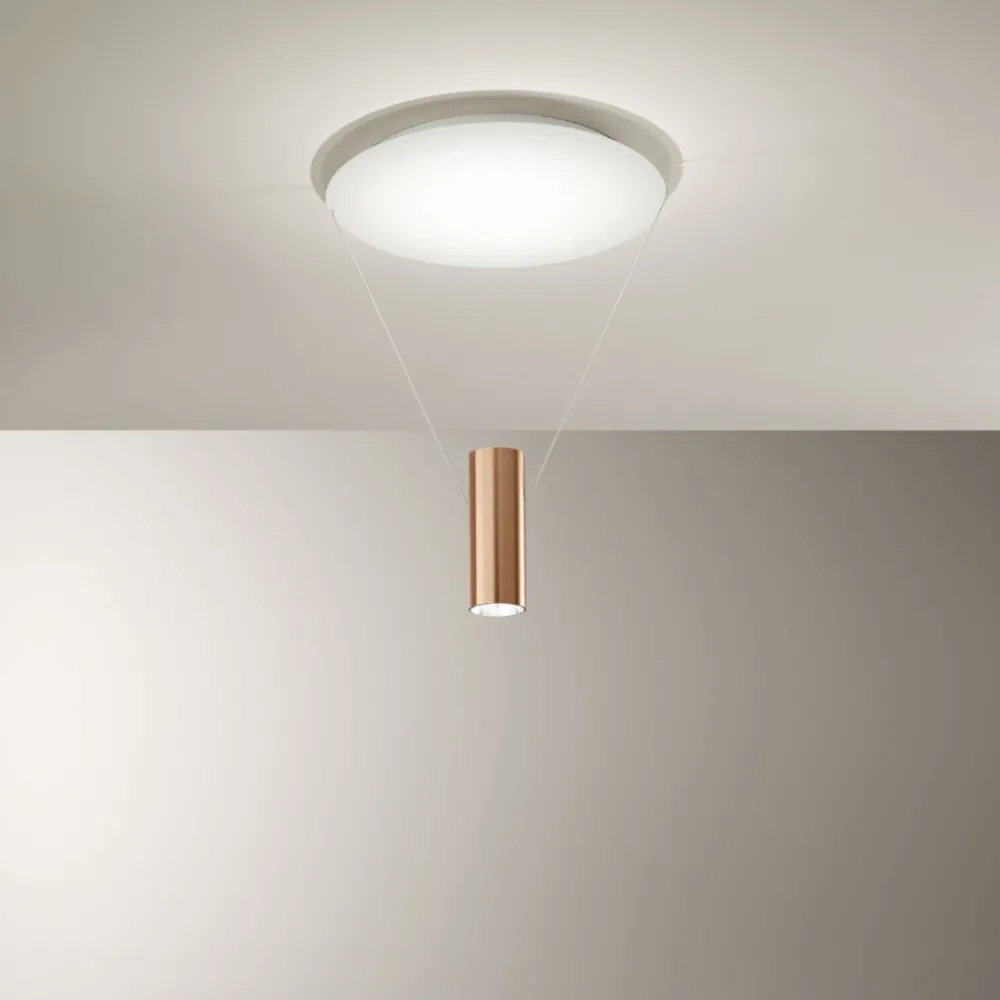 Plafoniere Moderne-Perenz Illuminazione Hang plafoniera bianco cilindro oro bronzato led 36w 3000k