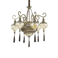 Lampadari Moderni-Ideal Lux Harem sp9 lampadario stile arabo 9 luci crtistallo ambra
