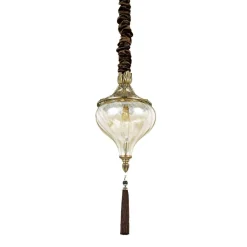 Lampade A Sospensione-Ideal Lux Harem sp1 lampada sospensione metallo brunito vetro ambrato