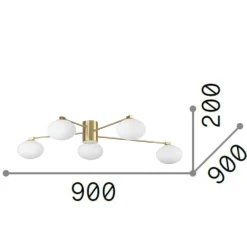 Plafoniere Moderne-Ideal Lux Hermes pl5 d90 plafoniera oro per camera da letto cinque luci sfere vetro bianco