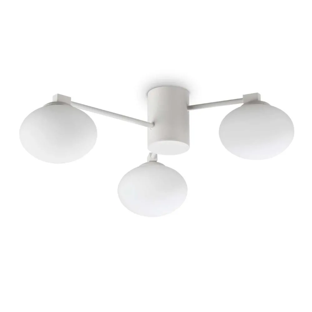 Plafoniere Moderne-Ideal Lux Hermes pl3 d60 plafoniera tre luci bianca per soggiorno