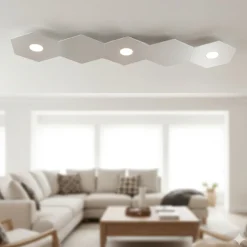 Plafoniere Moderne-Top Light Hexagon plafoniera led toplight 3 luci + 2 piastre colore grigio