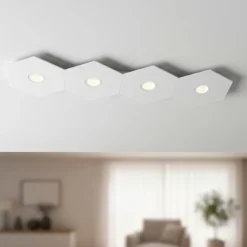 Plafoniere Moderne-Top Light Hexagon plafoniera per cucina moderna 4 luci bianca design toplight rettangolare
