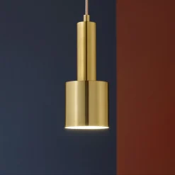 Lampade A Sospensione-Ideal Lux Holly sp1 lampada a sospensione cilindro ottone satinato