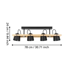 Plafoniere Moderne-Eglo Hornwood z plafoniera smart da cucina con 4 faretti led rgb da 2700k a 6500k