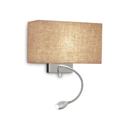 Applique Camera Da Letto-Ideal Lux Hotel ap2 applique da parete camera da letto paralume canvas led